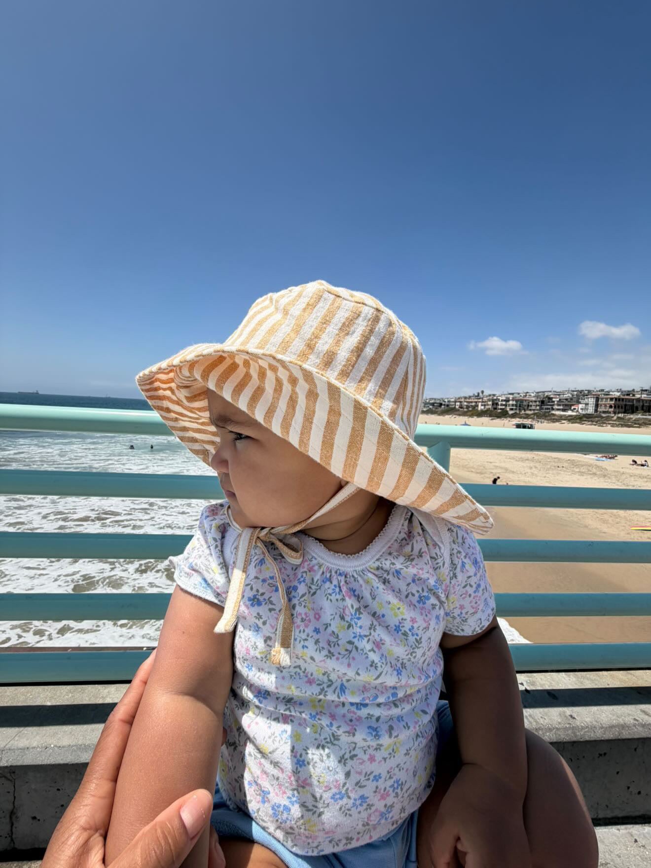 Kids Sun Hat - mustard stripe