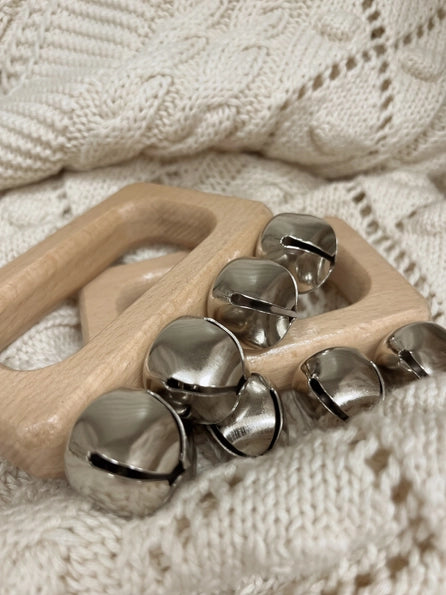 Wooden Hand Bell Shaker Baby Rattle Montessori Musical Toys
