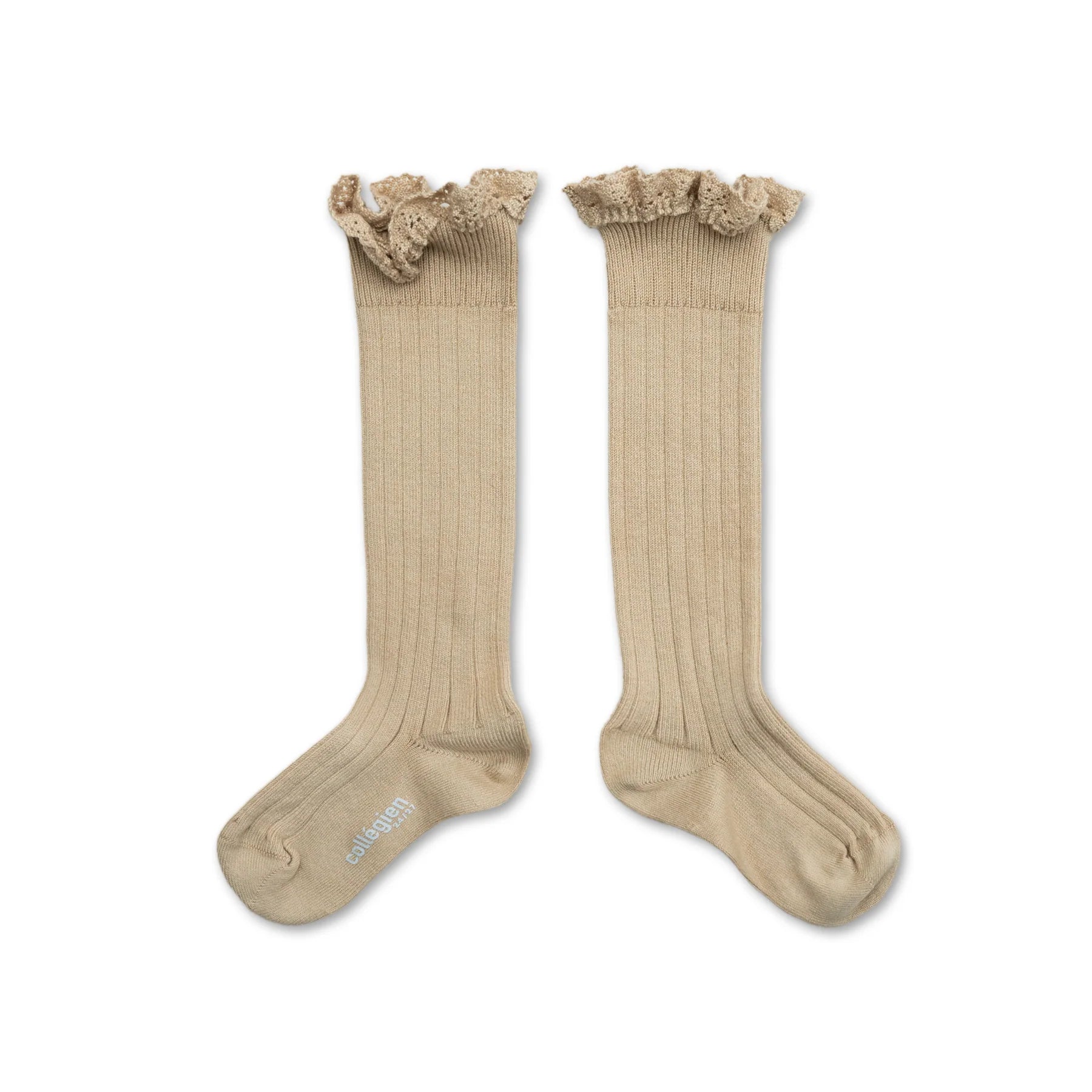 Collegien Ruffle Knee Socks - sable
