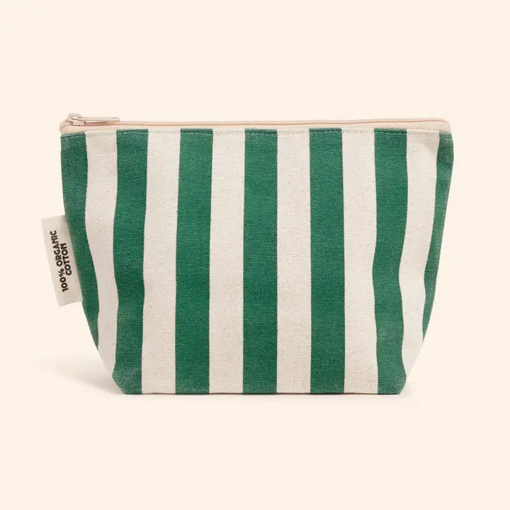 Organic Canvas Zip Bag - green stripe