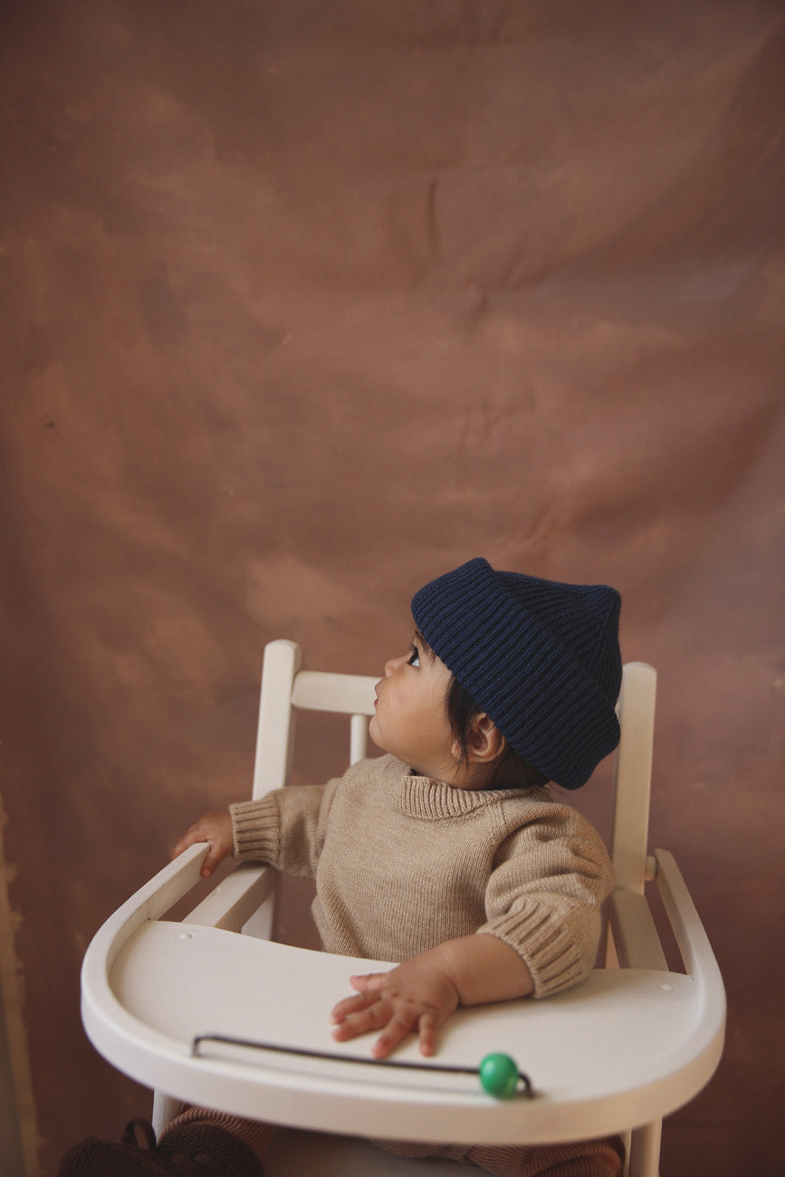 Newborn Beanie Fonzie - Apricot <br>hvid