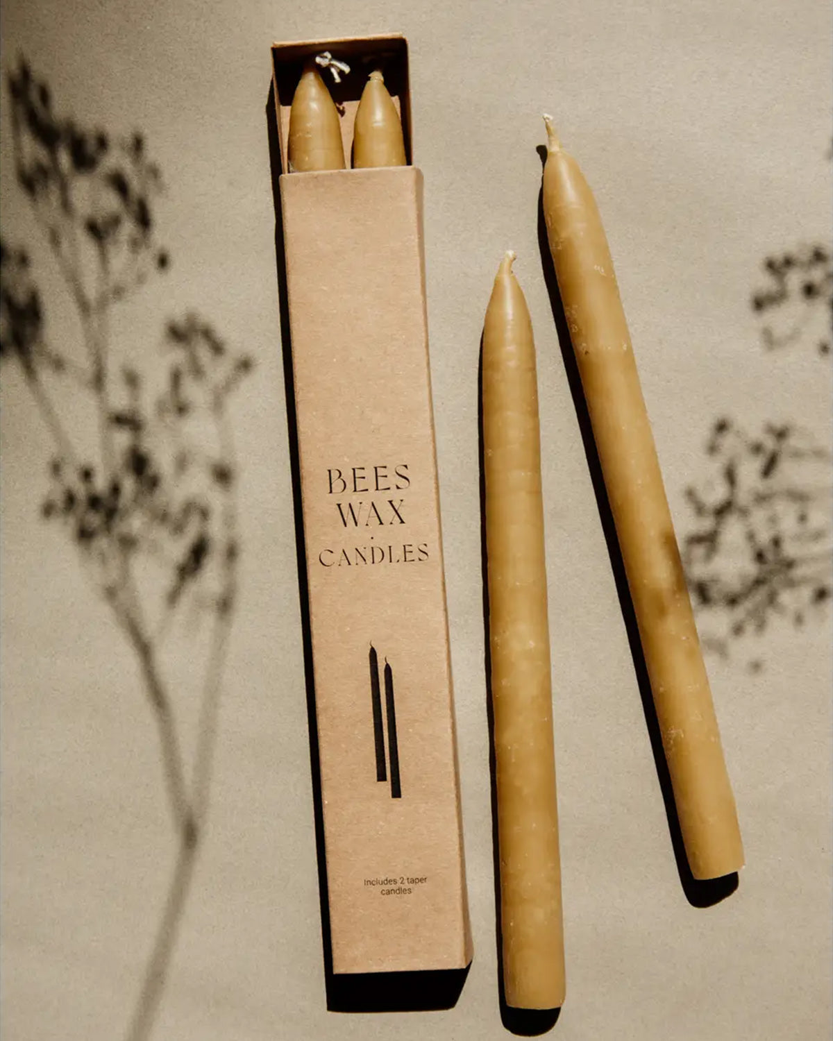 Beeswax Taper Candles - set of 2