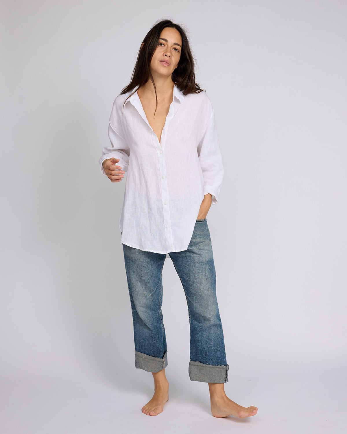 Women's Linen Laidback Button Down Blouse