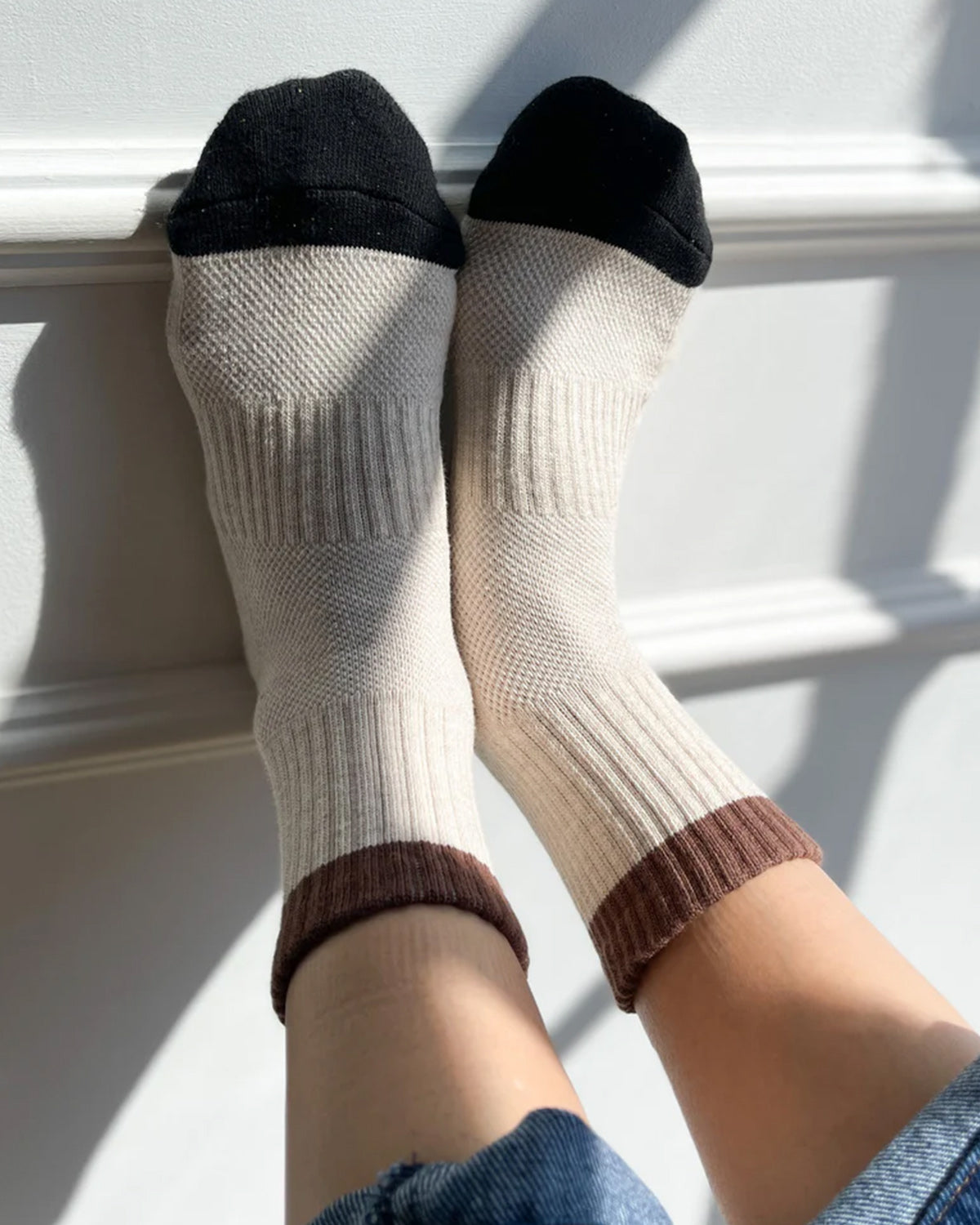 Color Block Girlfriend Socks - Black Coffee