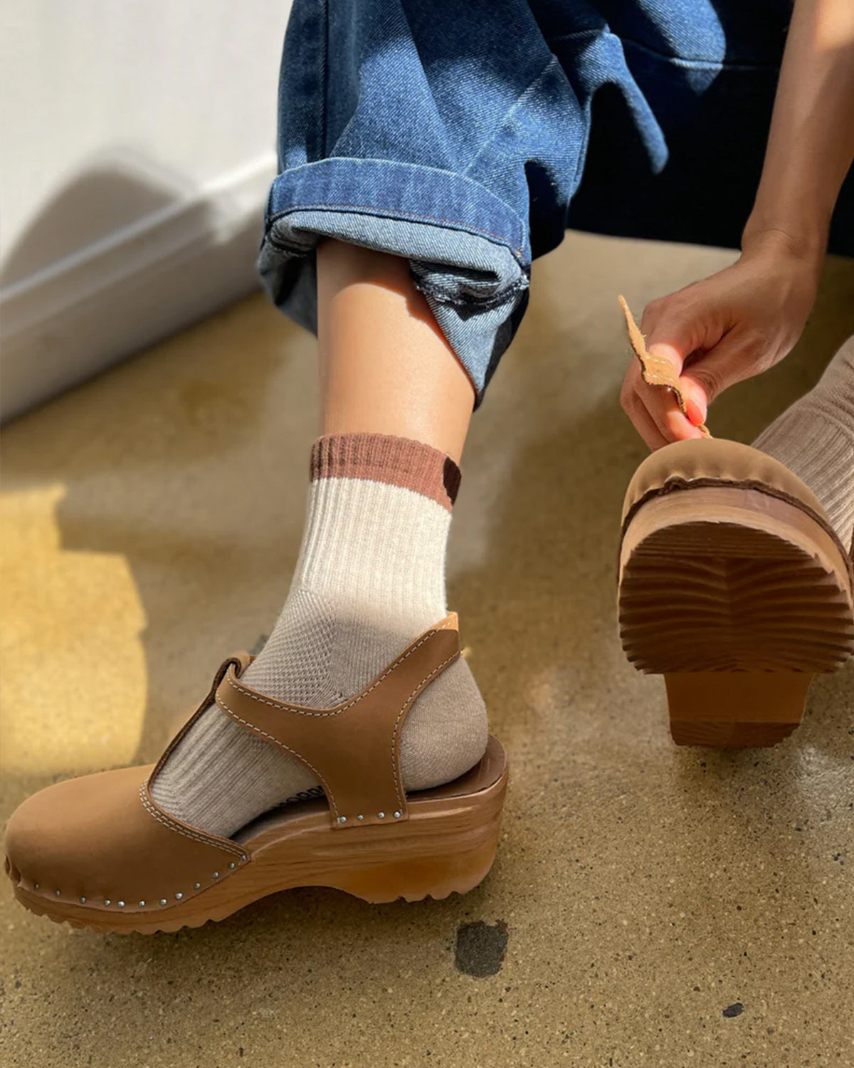 Color Block Girlfriend Socks - Black Coffee