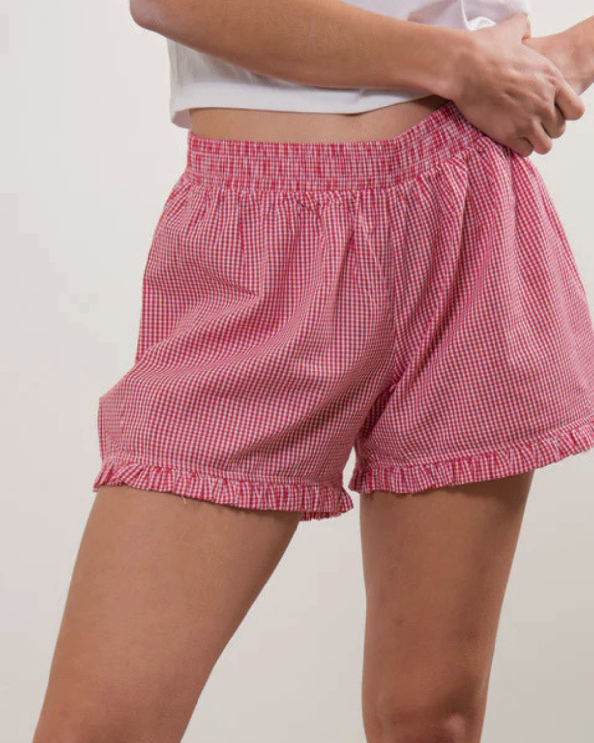 Ruffle Boxer Shorts - red gingham
