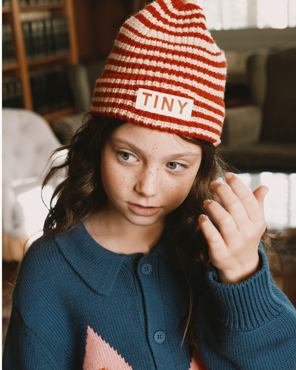 Stripes Beanie -dark red<br> Tiny Cottons