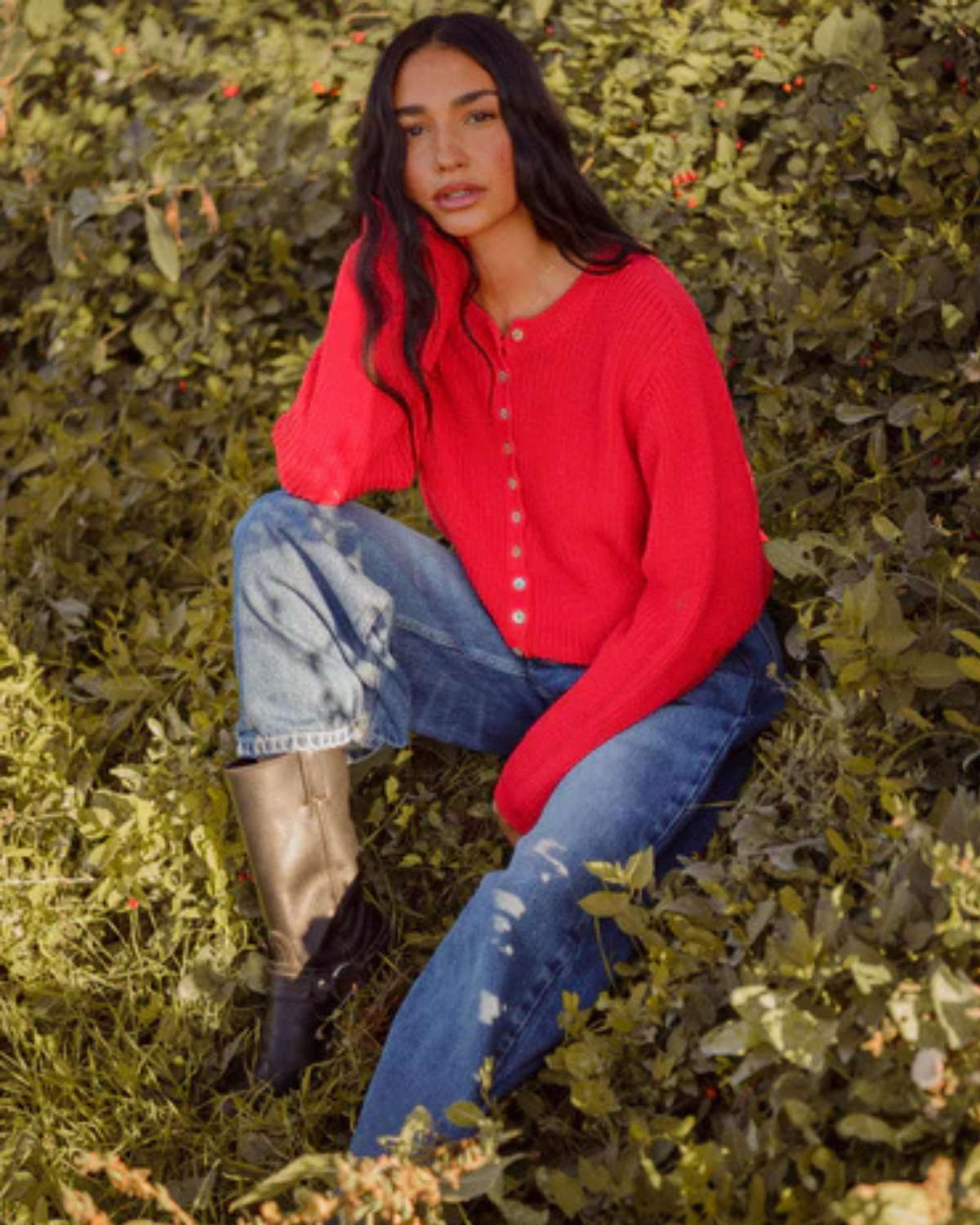 Harbor Cardigan - red