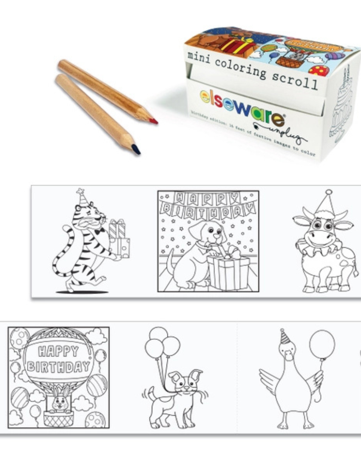 Mini Coloring Scrolls - Birthday