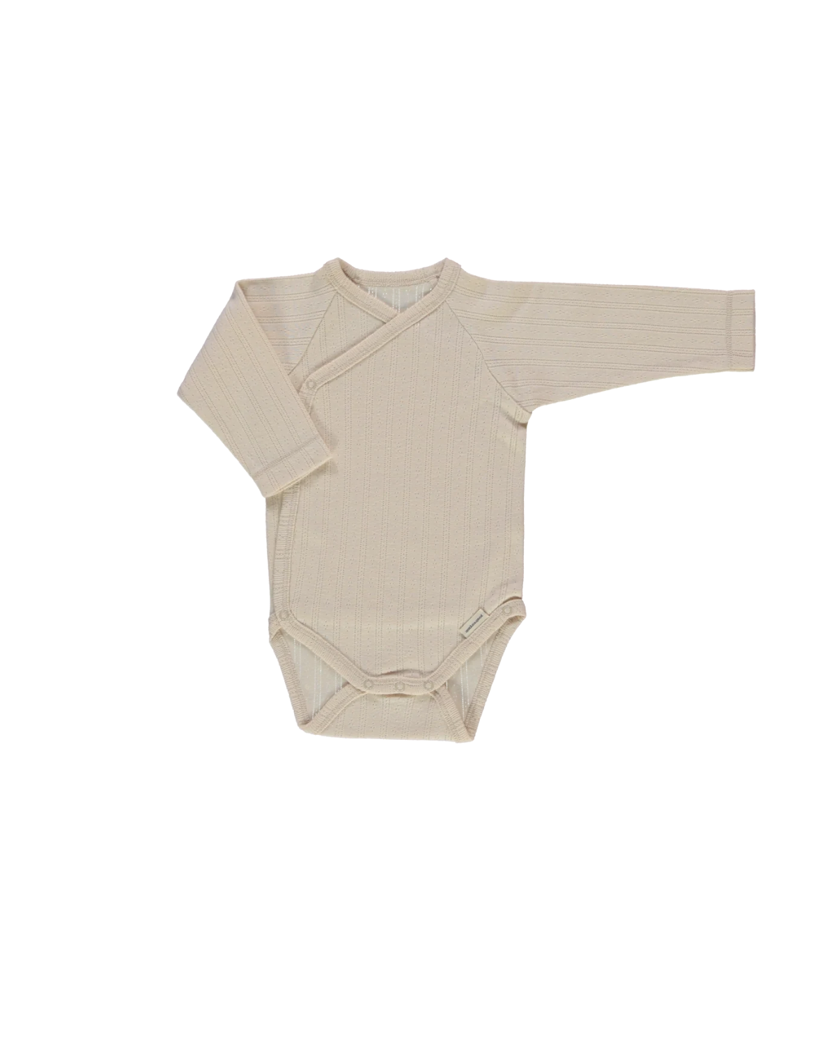 Pointelle Long Sleeve Onesie - biscotti