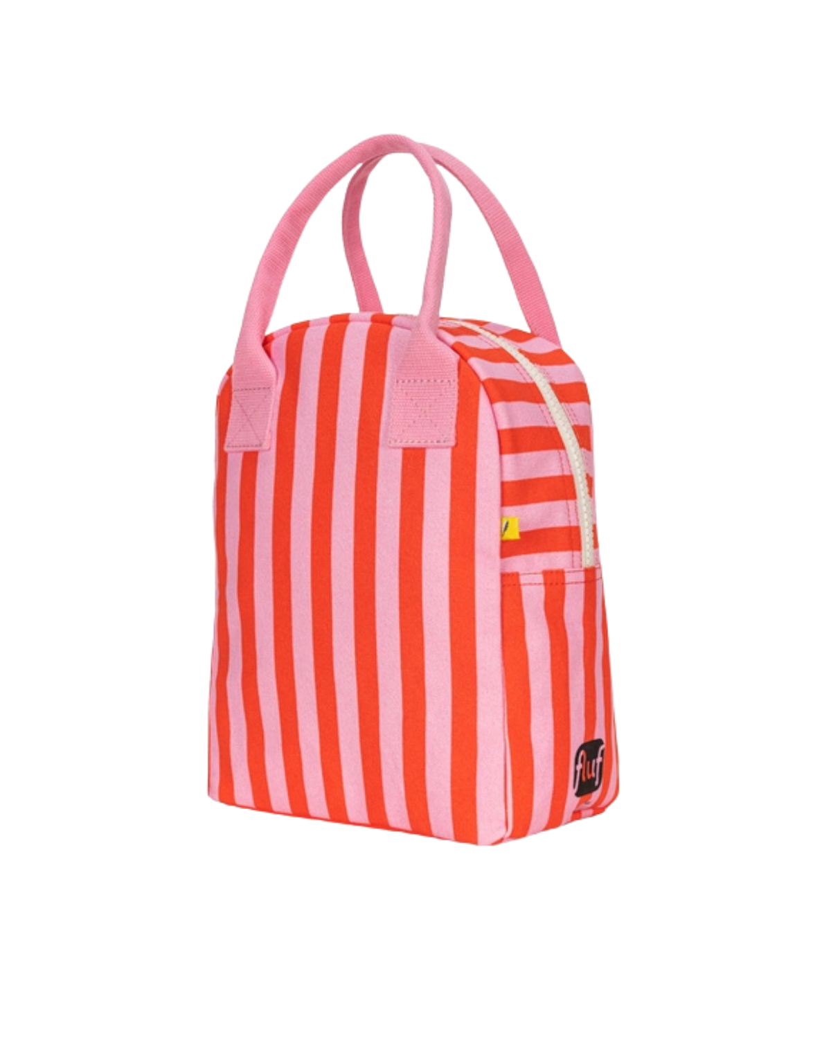 Organic Cotton Canvas Lunch Bag - awning stripe pink <br> Fluf