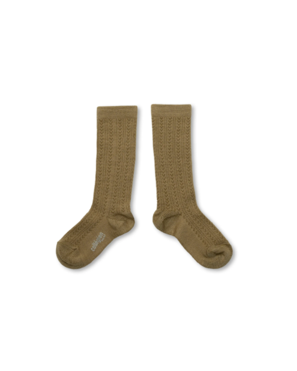 Women's Pointelle Merino Wool Knee-high Socks - taupe