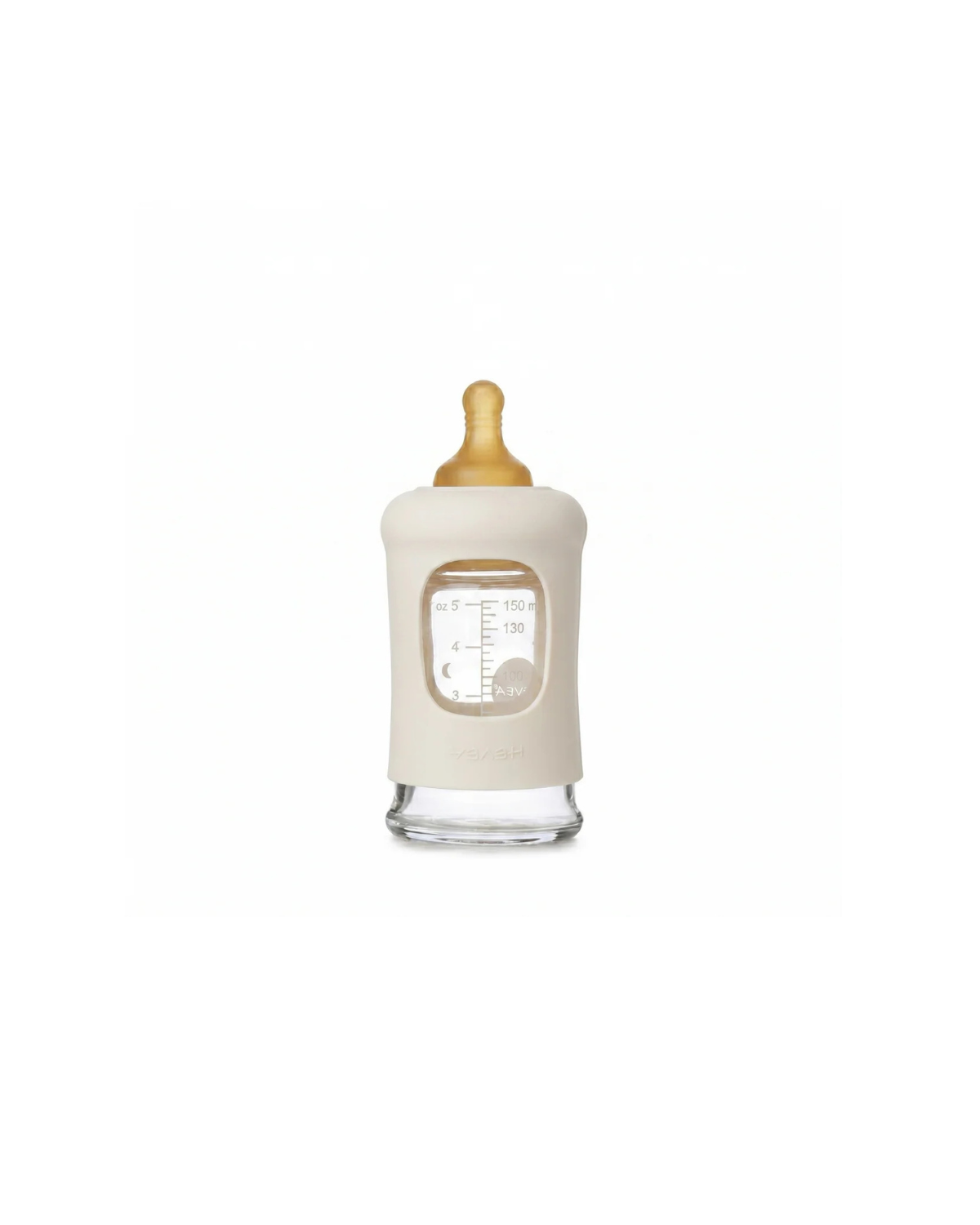 Wide Neck Baby Glass Bottle with Sleeve - milky white 150ml/5oz <br> Hevea