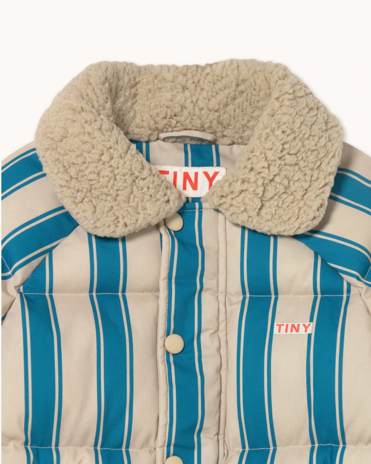 Blue Retro Striped Puffer Jacket <br> Tiny Cottons