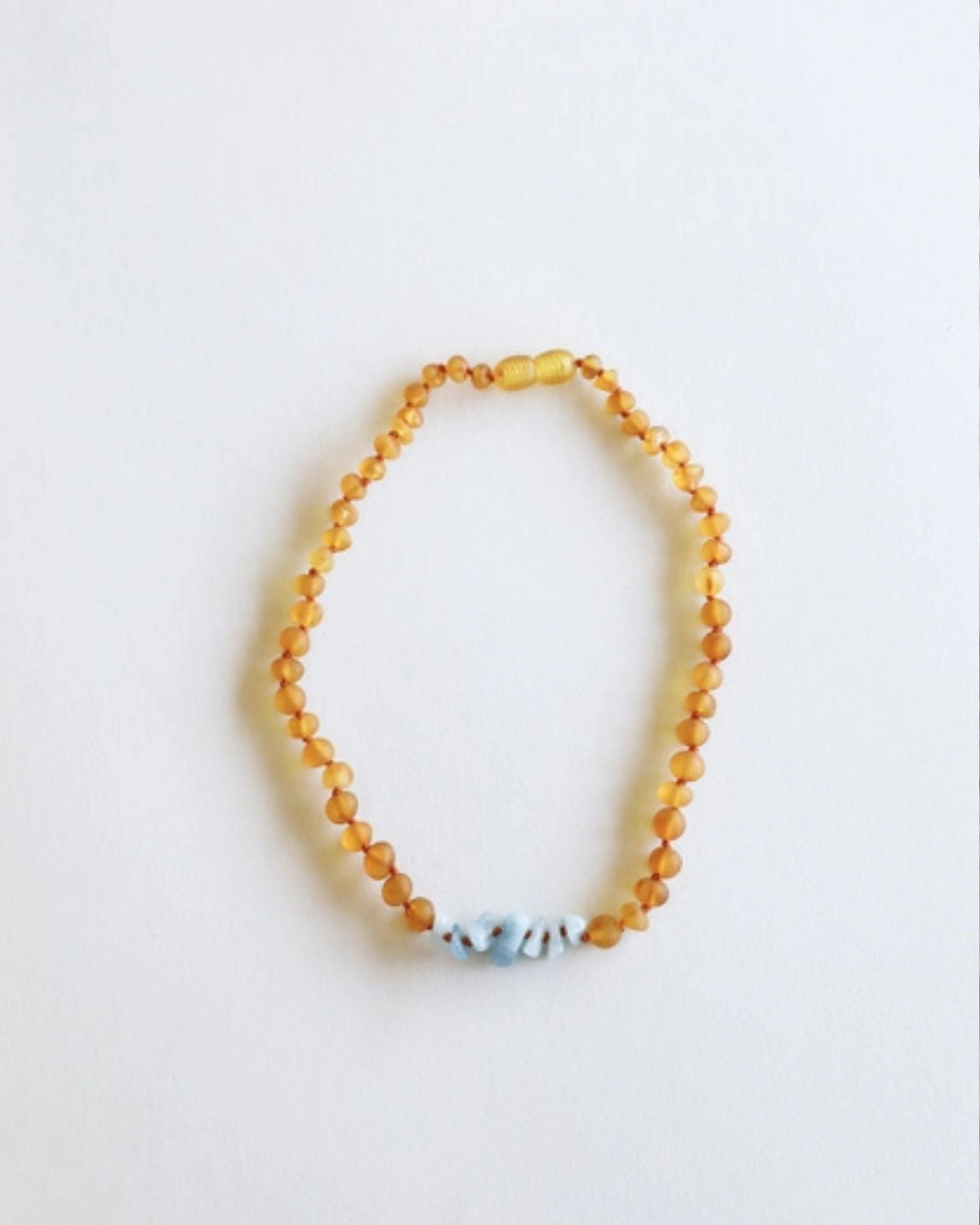Raw Honey Baltic Amber + Aquamarine || Necklace