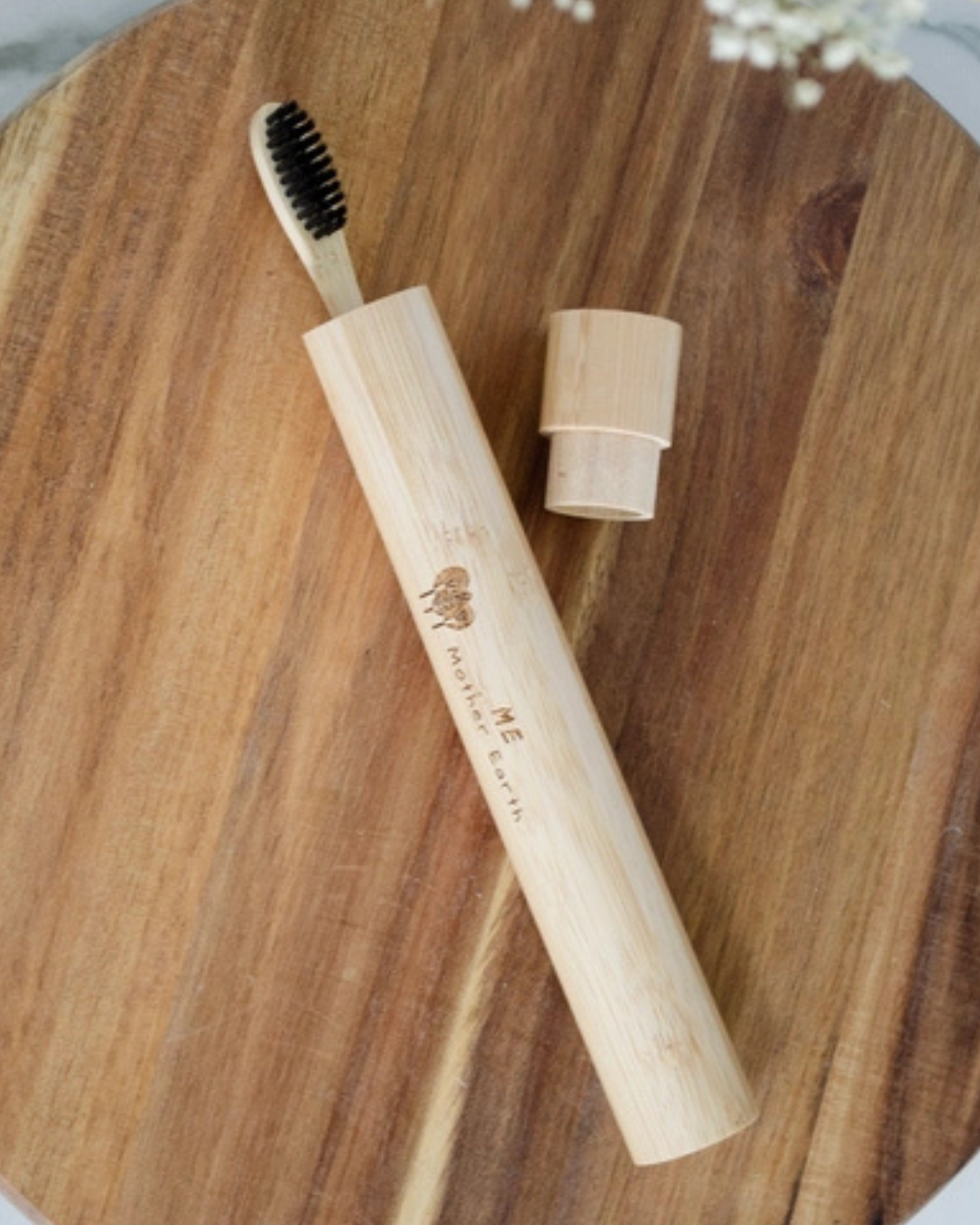 Bamboo Toothbrush Travel Case + Toothbrush Set