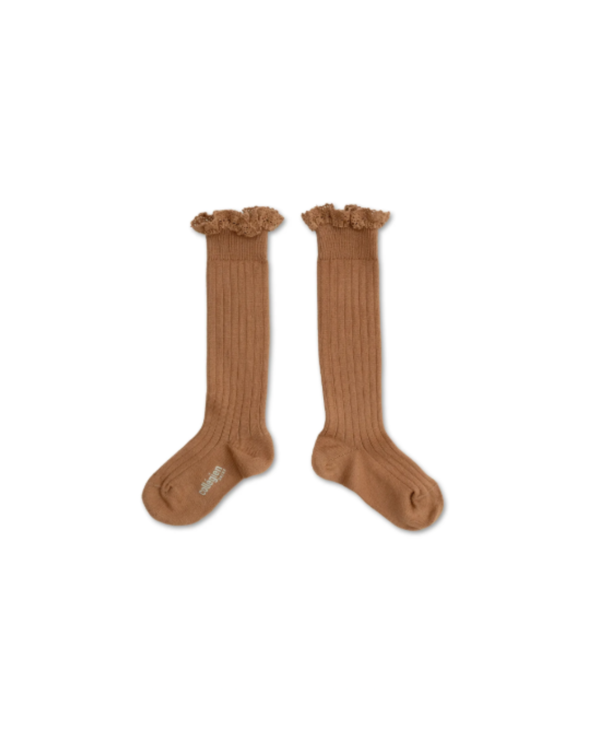 Collegien Ruffle Knee Socks - mocha mouse