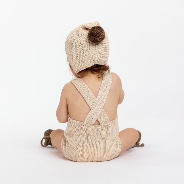 Handknit Pima Cotton Romper - natural