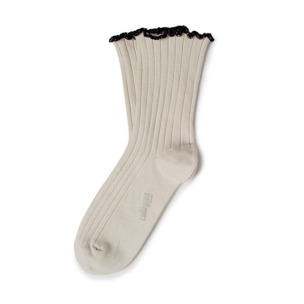 Lettuce Trim Ribbed Socks - cream