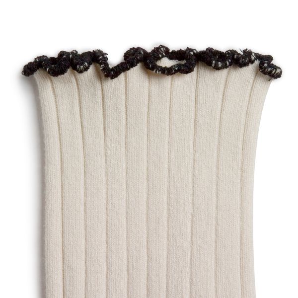Lettuce Trim Ribbed Socks - cream