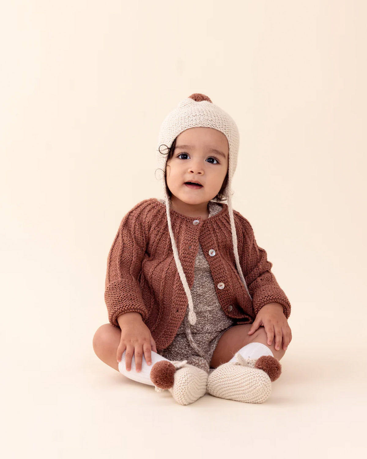 Alpaca Pom Hat - Cloud & Clay