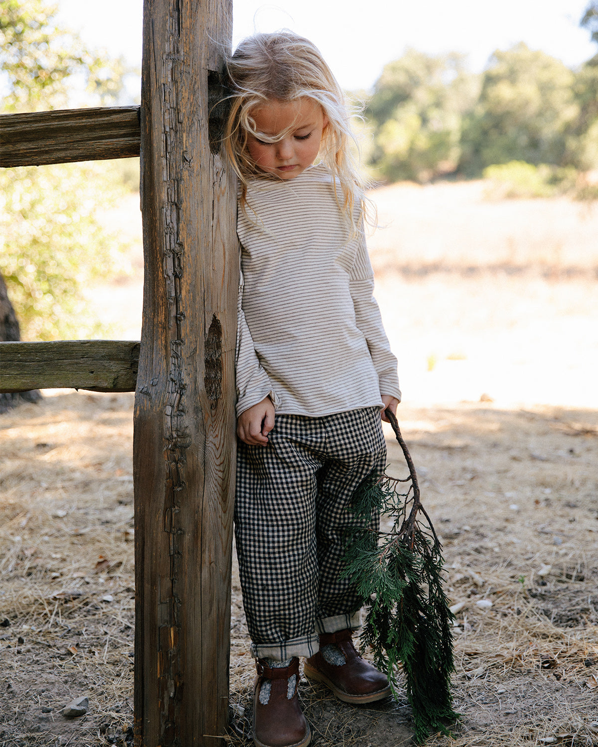 Pullover Tee - sand stripe