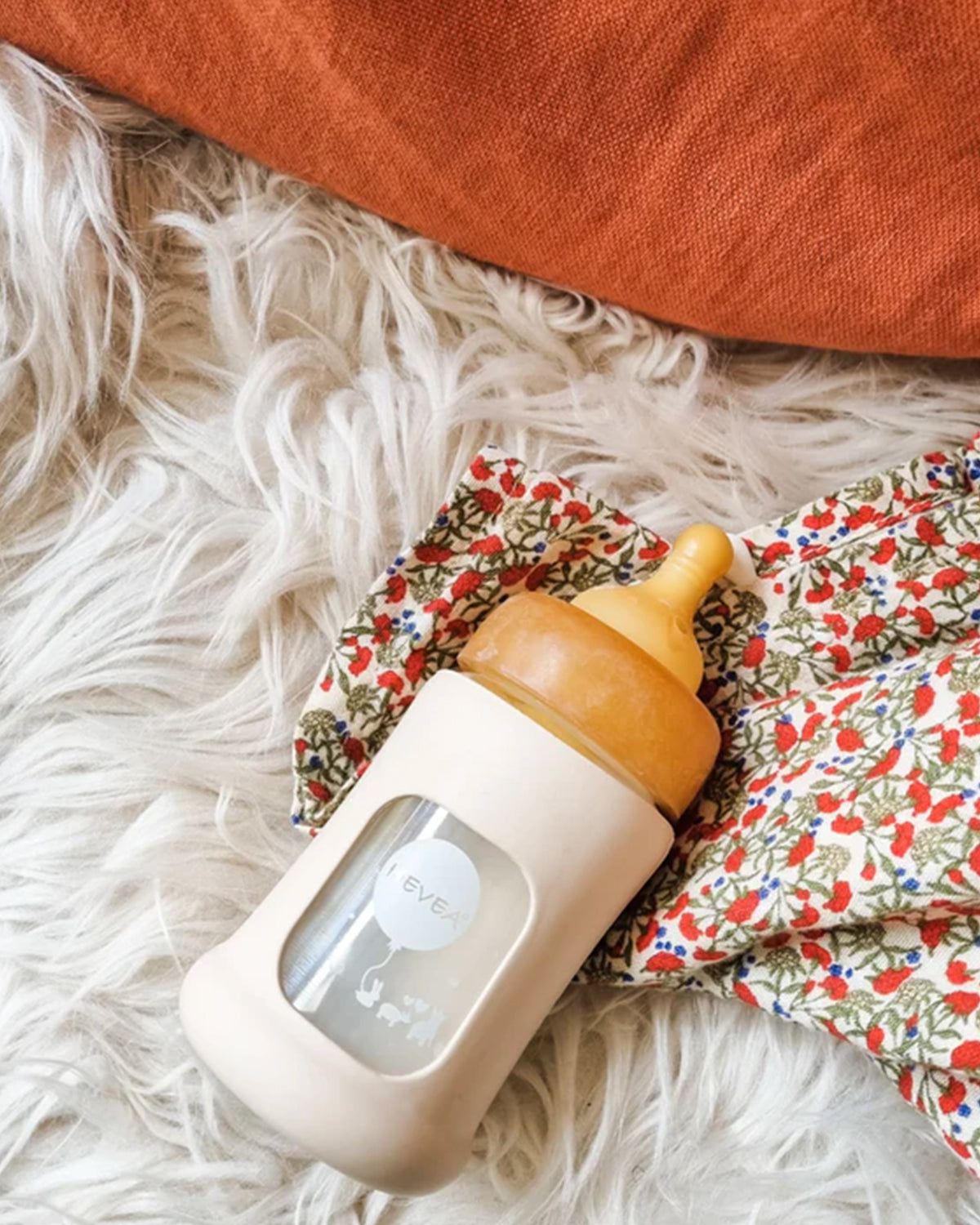 Wide Neck Baby Glass Bottle with Sleeve 150ml/5oz Hevea