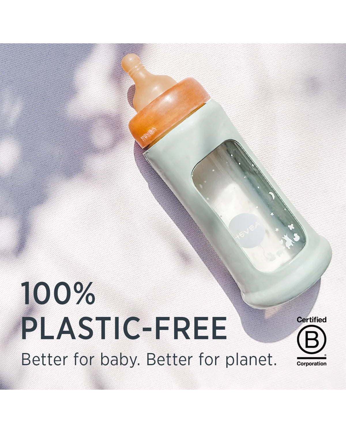 Wide Neck Baby Glass Bottle with Sleeve 250ml/8.5oz<br> Hevea