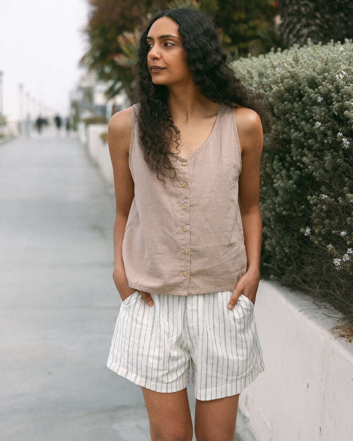 woven tank and shorts