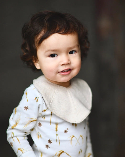 Knitted Baby Bib - cream