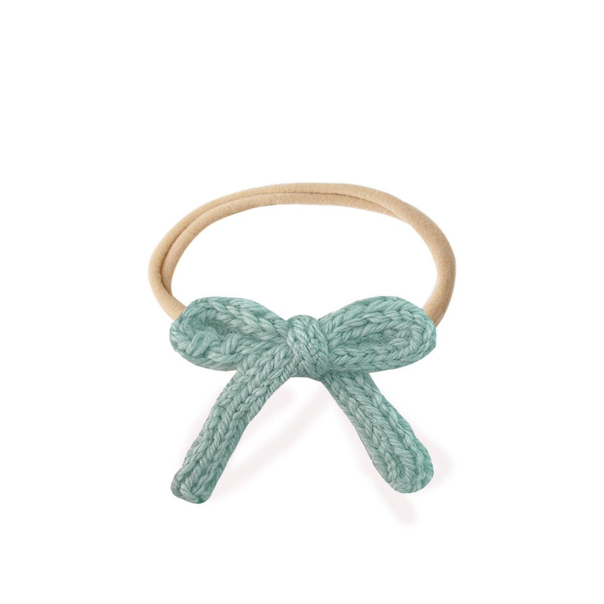 Knit Bow Headband - robins egg blue