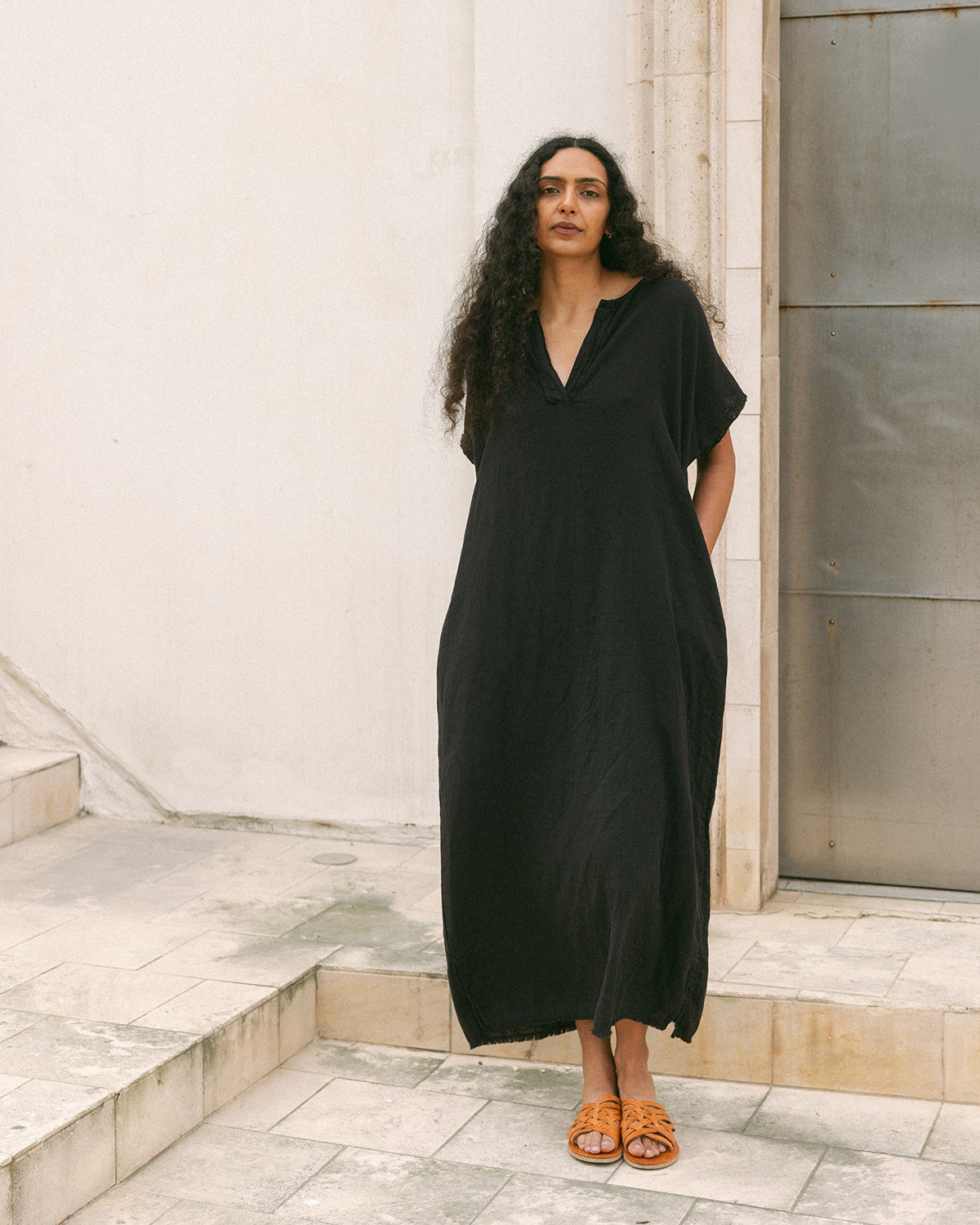 black caftan dress