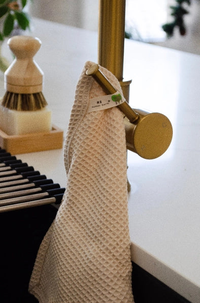 Cotton Waffle Hand towel - Natural -2pk