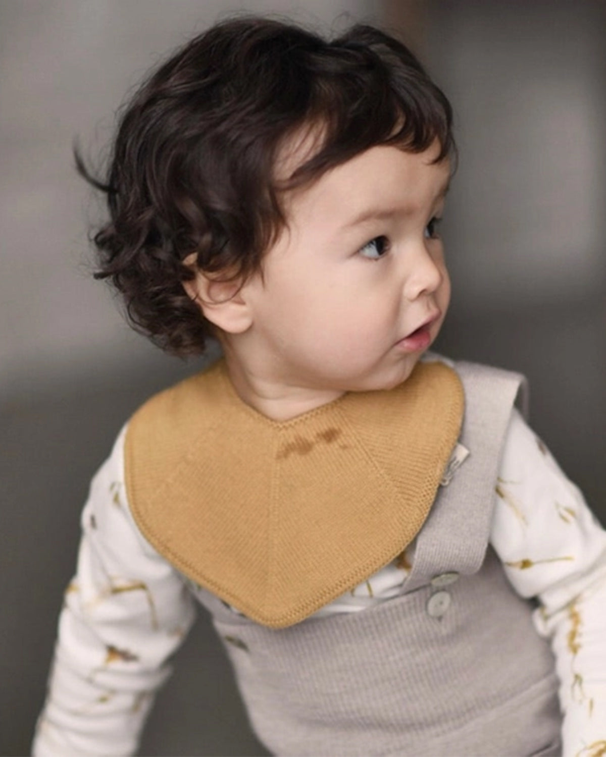 Knitted Baby Bib - honey