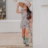 Collegien Lace Trim Ankle Socks - blue cendre