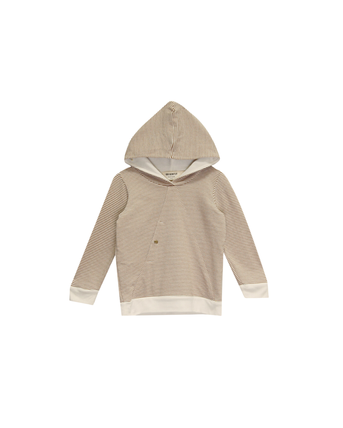 Beige striped hoodie on a white background
