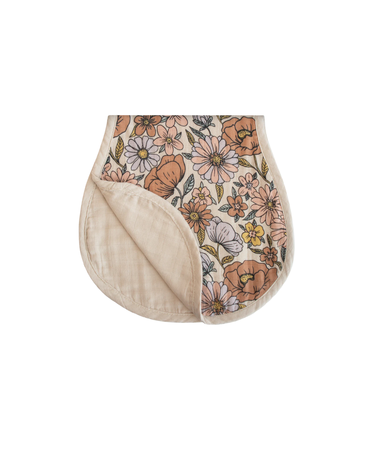 Organic Cotton Muslin Burp Cloth 2-Pack - Retro Flowers/Fog