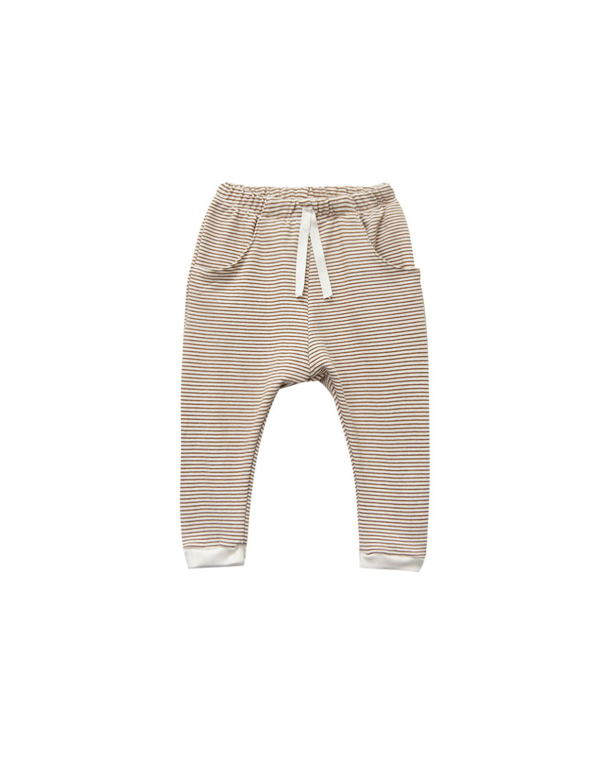Striped baby pants on a white background