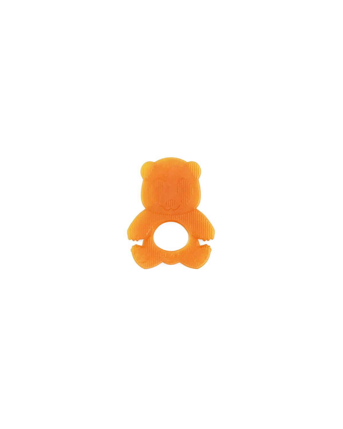 natural rubber bear-shaped teether on a white background