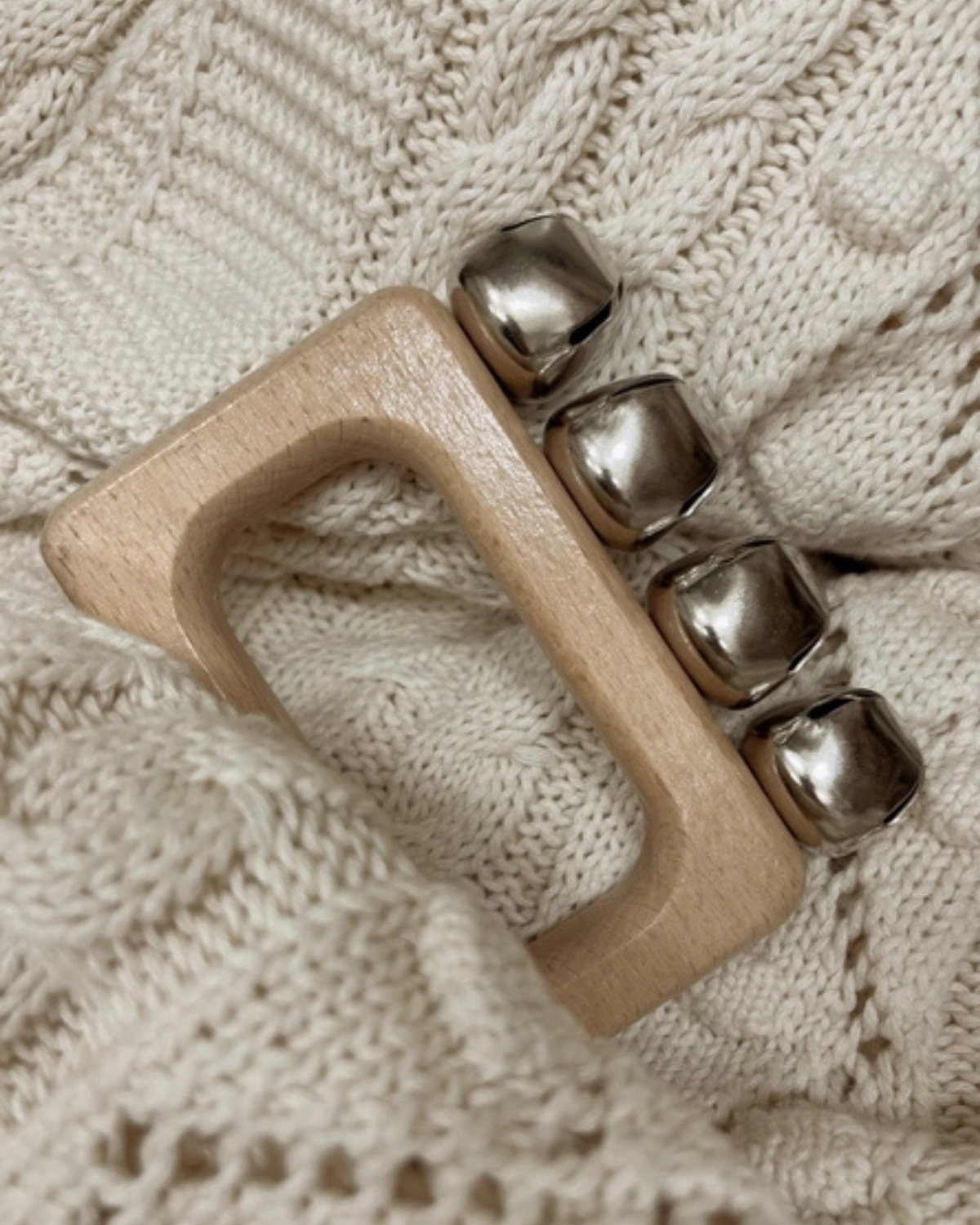 Wooden Hand Bell Shaker Baby Rattle Montessori Musical Toys