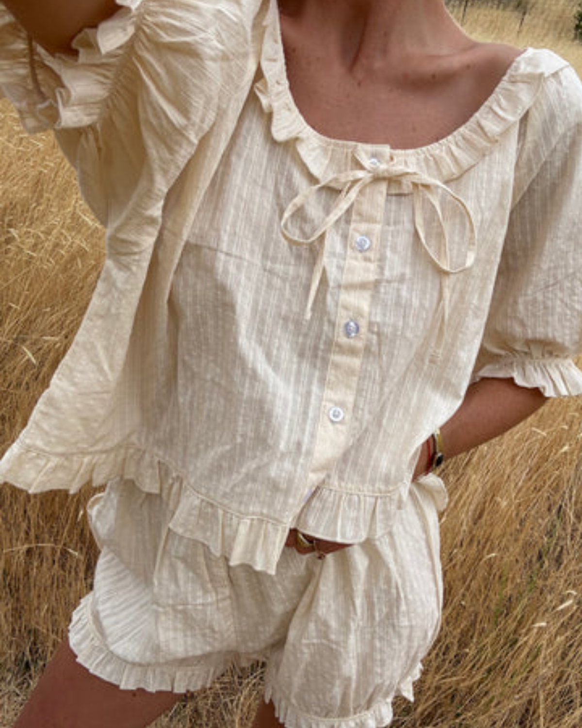 Romeo Sleep Set - cream eyelet