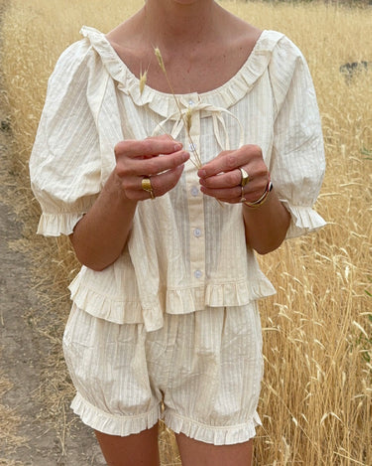 Romeo Sleep Set - cream eyelet