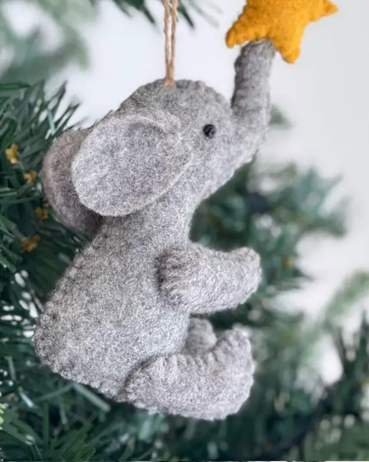 Felt Ornament - Elephant with Star