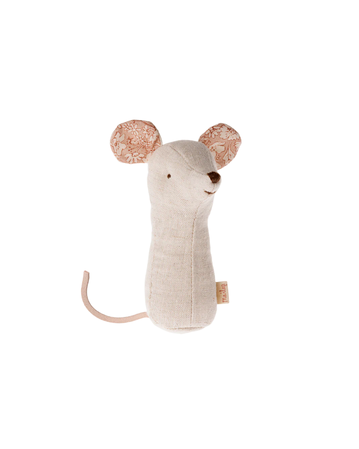 Linen Mouse Rattle - ivory
