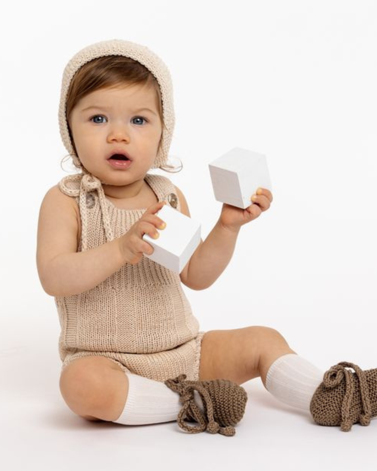 Handknit Pima Cotton Romper - natural