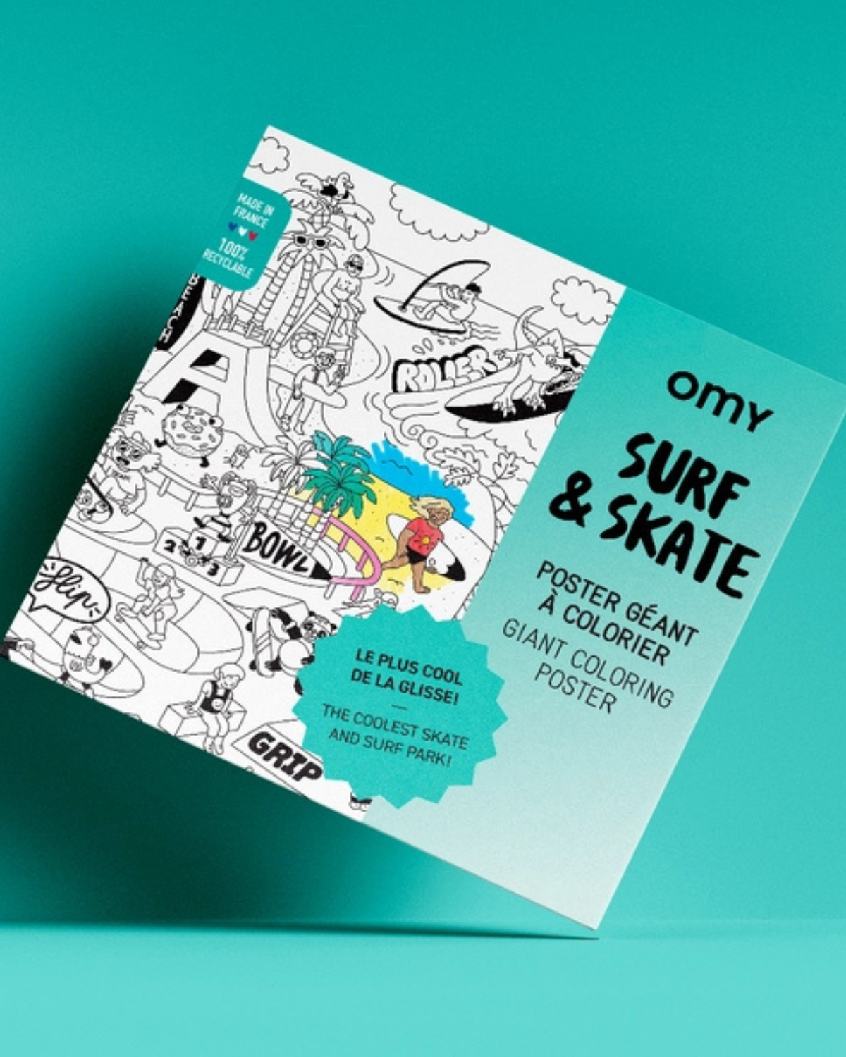 Giant Coloring Poster - Surf & Skate <br> OMY