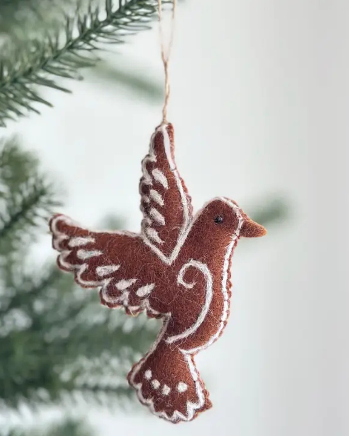 Felt Gingerbread Dove Ornament