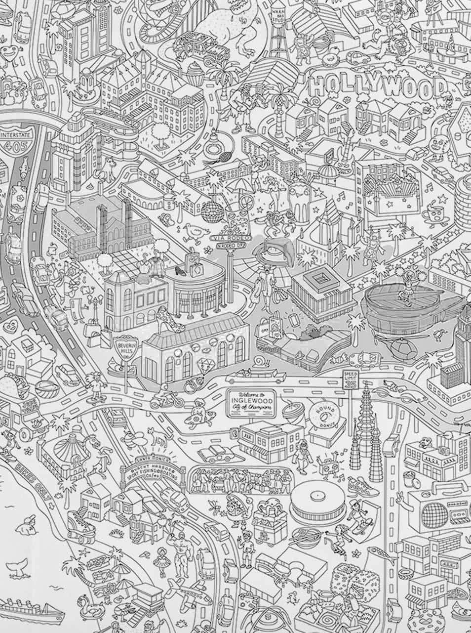 Giant Coloring Poster - Los Angeles<br> OMY