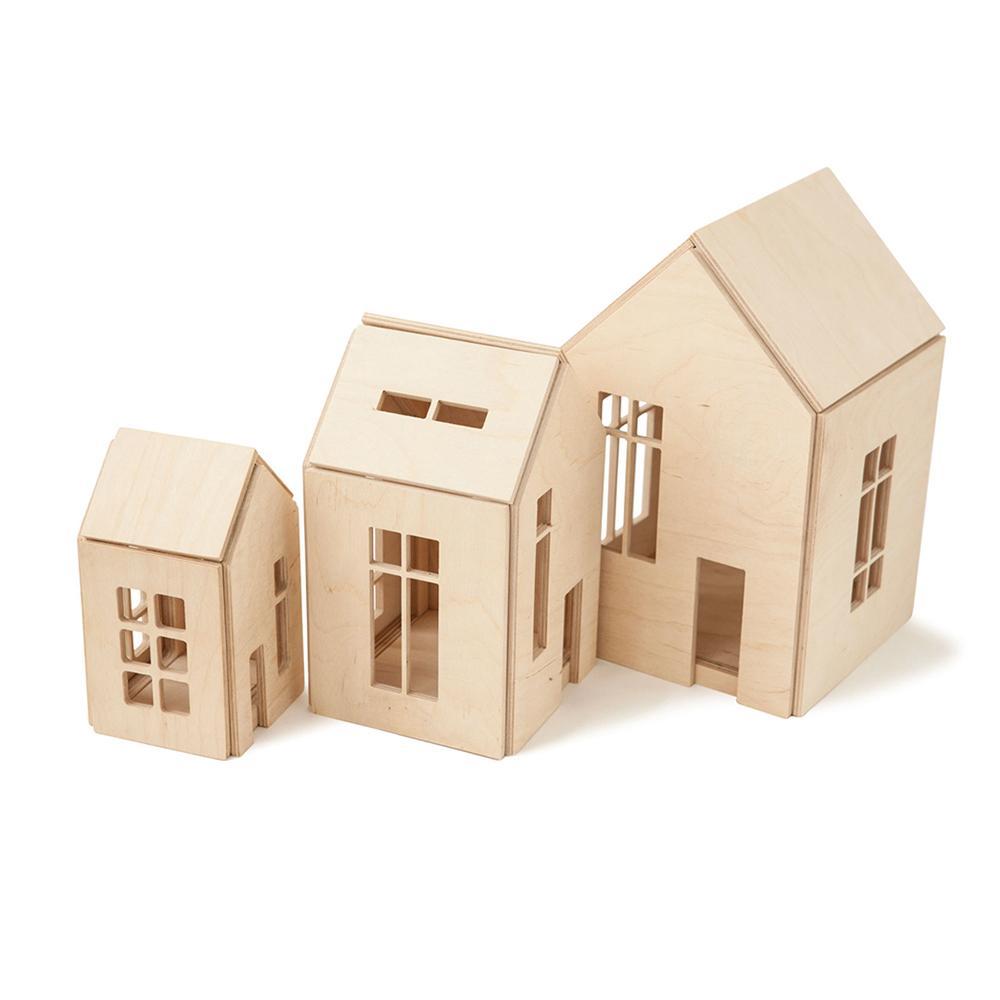 Terra Cotta Wooden Dollhouse w/ Magnets - Medium <br>Babai