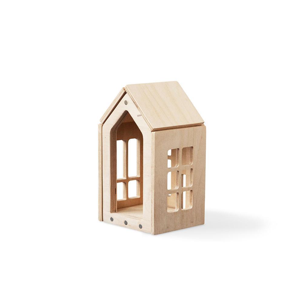 Natural Wooden Dollhouse w/ Magnets - Small <br>Babai